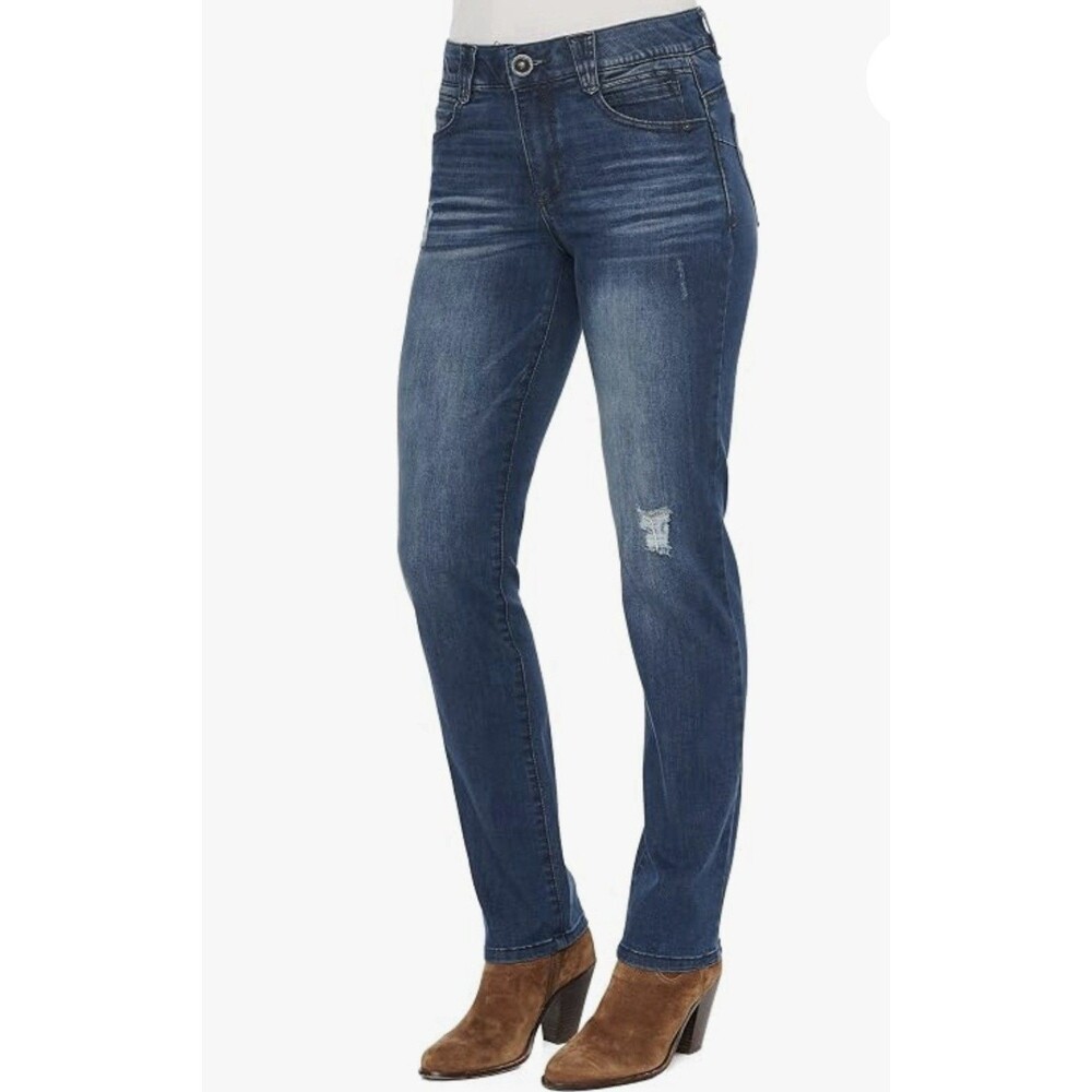 Democracy “Ab” Solution Straight Leg Jeans Womens Blue Stretch Size 10